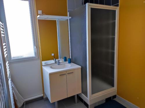 un baño con lavabo y ducha en Le 2neuf - Magnifique T1bis - Grande terrasse, en Vertou