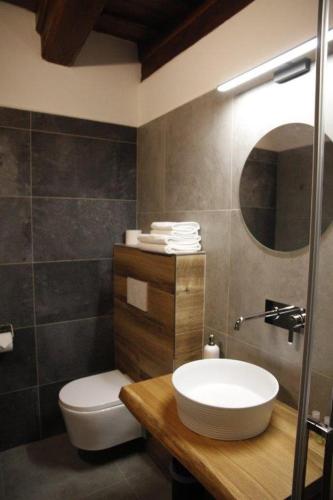 a bathroom with a sink and a toilet at Hotel Svambersky dum in Český Krumlov