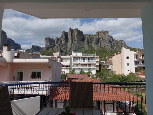 a view of a mountain from the balcony of a building at Meteora Casa Di Stella in Kalabaka