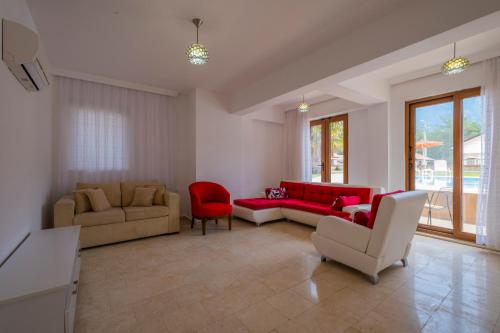 Χώρος καθιστικού στο Infinity Olympia Villas