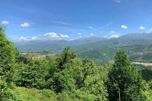 a group of trees with mountains in the background at La Terrazza sulle Apuane in Fivizzano