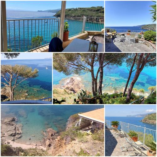 a collage of photos of the beach and water at Rosa dei Venti in Capoliveri