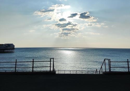a view of the ocean from a pier at Bluewaters Hotel Blackpool in Blackpool