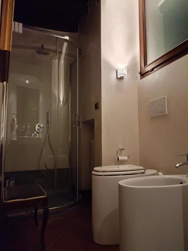 a bathroom with a shower and a toilet and a sink at Magnifico appartamento @Turin in Turin