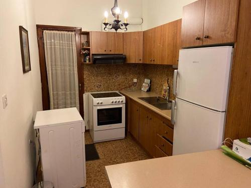 A kitchen or kitchenette at Beautiful apartment by center of Pefkochori Chalkidiki