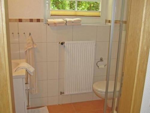 La salle de bains est pourvue de toilettes et d'une fenêtre. dans l'établissement Wohnung 1 - a66734, à Staberdorf