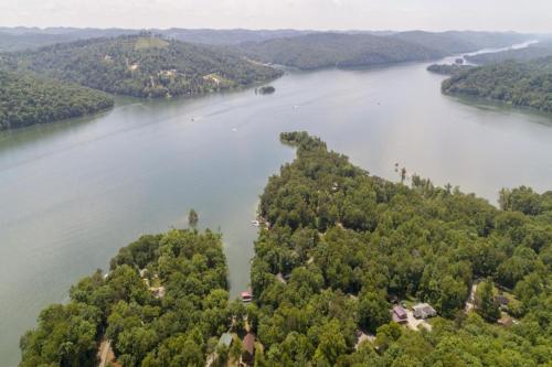 an island in the middle of a lake at The Dawg Pound in Maynardville