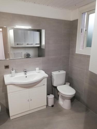 une salle de bain avec un lavabo blanc et des toilettes dans l'établissement Maison Trucchi, à Menton