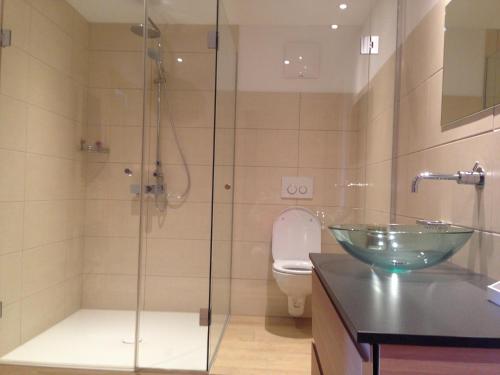 Ένα μπάνιο στο Appartements im Forsthaus