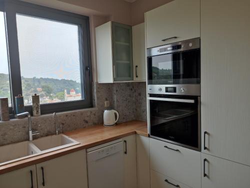 Kuchyň nebo kuchyňský kout v ubytování Villa Lakki's Ori