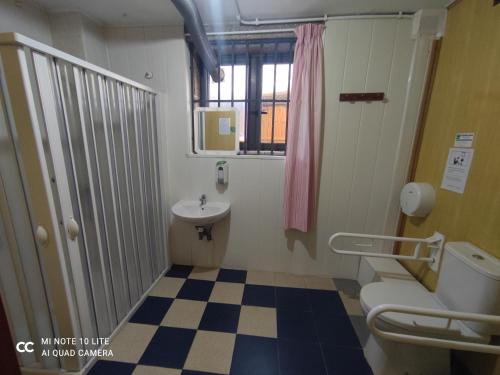 a bathroom with a sink and a toilet at Albergue Villa San Clemente in Tui