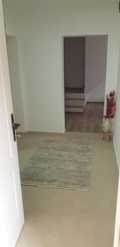 an empty room with a rug and a white door at Apartman Djekovic in Jošanička Banja