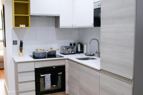 Η κουζίνα ή μικρή κουζίνα στο Deluxe and Modern Studio Apartment in Sydenham
