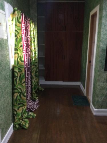a hallway with a green and red patterned wall at Stefanie Grace Paradise Inn in Loboc