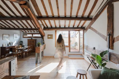 Χώρος καθιστικού στο Amazing penthouse with terrace and rooftop in Trastevere