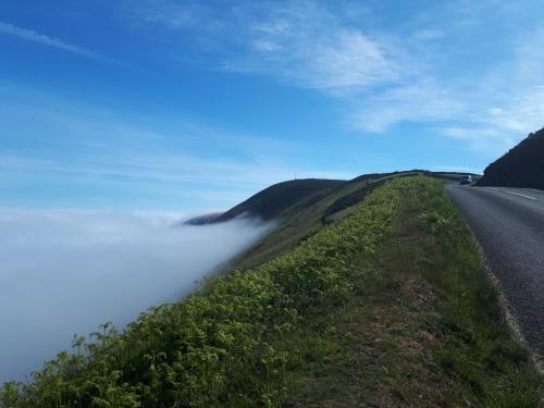 a hill with a fog on the side of a road at Blue Ball Inn in Lynmouth