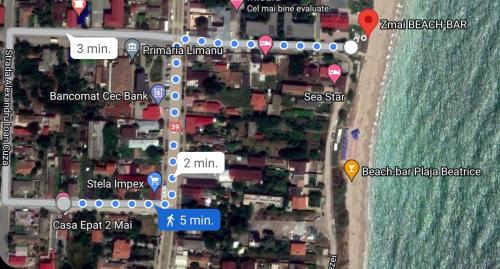 a map of the approximate location of a beach at Casa Epat in 2 Mai