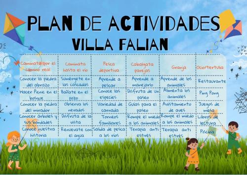 a plan of activities vida fallan with children in the grass at Villa Falian Nido el Gorrión in Viotá