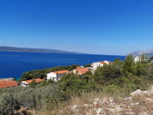 a group of houses on a hill next to the water at Peace and quiet apartment in Brela, Croatia in Brela