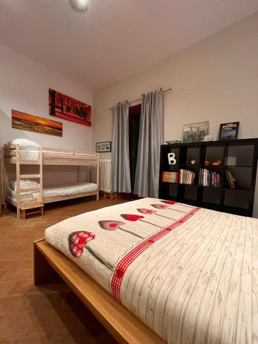 a bedroom with a bed and a book shelf at MARMORE HOUSE in Collestatte