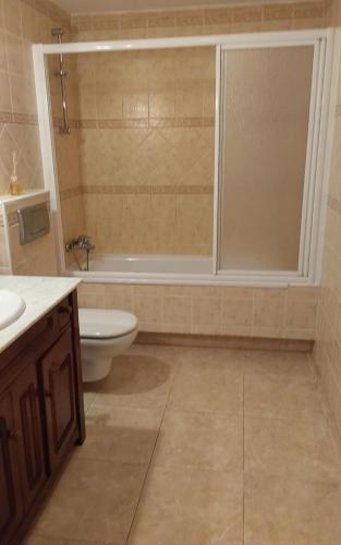 a bathroom with a toilet and a sink and a shower at GRANI MAR in Costa Calma