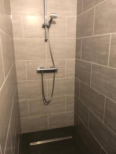 a shower with a shower head in a bathroom at Le Rucher in Bois-Normand-près-Lyre