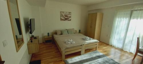 a bedroom with a bed and a television in it at Apartmani & SPA Matin Breg in Jošanička Banja