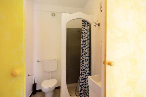 カモーリにあるMonolocale Fattorialmare Giallaのバスルーム(トイレ、洗面台、鏡付)
