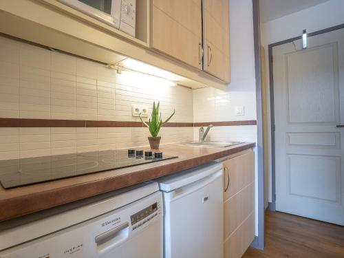 une cuisine avec un évier et un plan de travail dans l'établissement Studio Le Village - B1 419 by Interhome, à Agay