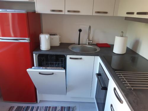 Kuchyň nebo kuchyňský kout v ubytování Apartment Südalinnas