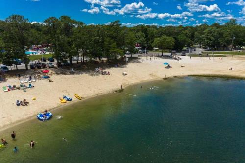 an aerial view of a beach with a group of people at Pine Haven in Cape May Court House