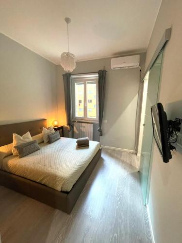 una camera da letto con un letto, una finestra e una televisione di AL.MA GUEST HOUSE a Roma