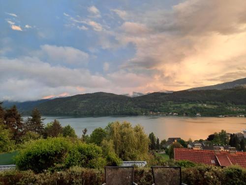a view of a lake with mountains in the background at Haus Franz in Millstatt