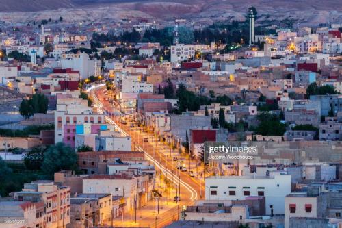 an aerial view of a city at night at The good stay 1midelt in Midelt