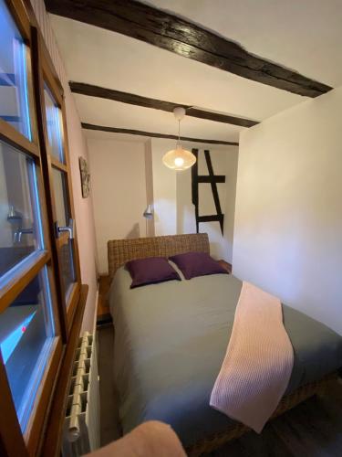 a bedroom with a bed and a window at LE PETIT NID in Hunawihr