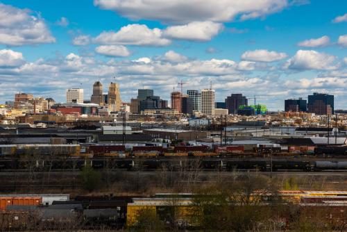 a view of a city skyline with buildings at Holiday Inn Newark International Airport in Newark