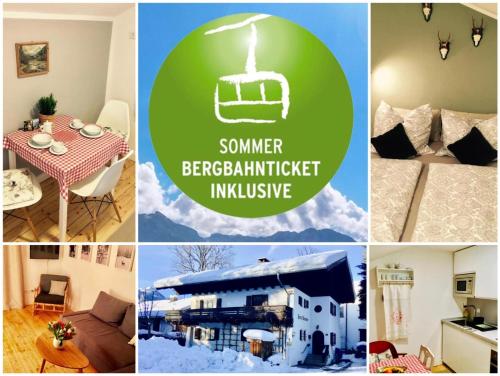 un collage de photos avec une photo d'une maison dans l'établissement Ferienwohnung Bergliebe inklusive SommerBergBahnTicket, à Oberstdorf