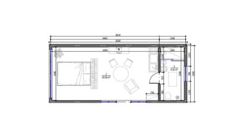 a floor plan of a bathroom at Ragnar Glamp Milzkalne Lux in Rauda
