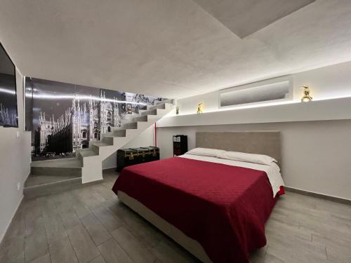 Una cama o camas en una habitación de CA FOSCARI Loft & Factory San Siro Stadium