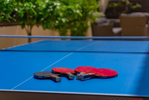 two skateboards on top of a ping pong table at Anna-Maria 3 bedroom villa in Paralimni