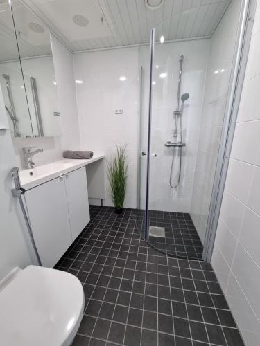 Ett badrum på Penthouse in the Oulu center