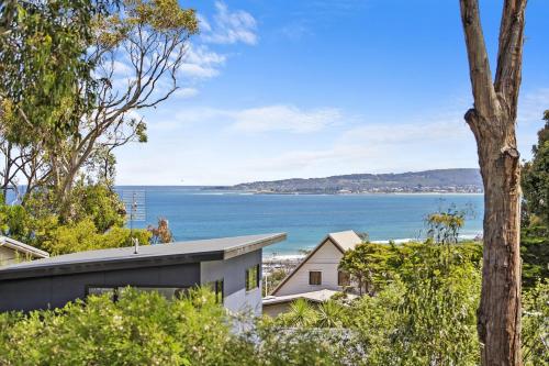 a house with a view of the water at Gunyha in Apollo Bay