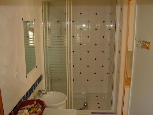 une salle de bain avec douche et lavabo dans l'établissement Le Foulon en Baronnies, à Buis-les-Baronnies