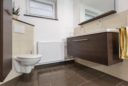 Ένα μπάνιο στο Ferienwohnung Hockertz