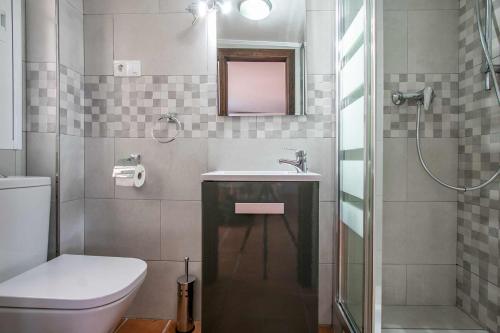 łazienka z umywalką, toaletą i prysznicem w obiekcie LOR PINTADA Apartment w mieście Nerja