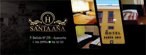 a group of four pictures of a hotel room at Hotel Santa Ana in Ayacucho