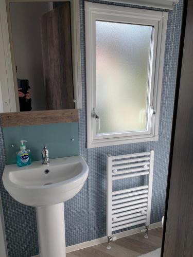 a bathroom with a sink and a window at Brookwood Sea View 14 in Dunoon