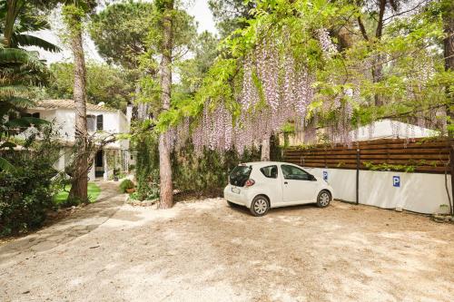 a white car parked in front of a fence at La Villetta in Pula
