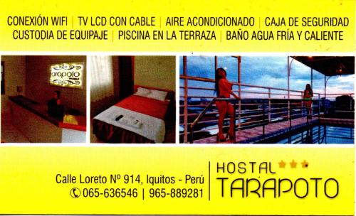 un collage di immagini di un poster per un hotel di Tarapoto Hostal *** a Iquitos