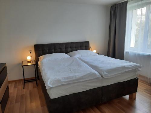 Un pat sau paturi într-o cameră la apartmán Filloména